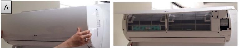 نحوه باز کردن قاب پنل کولر گازی ال جی