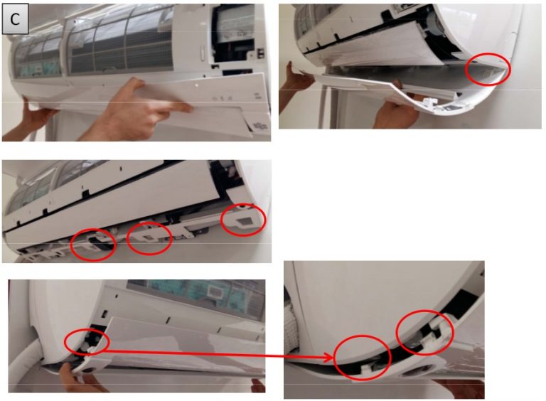 نحوه باز کردن قاب پنل کولر گازی ال جی